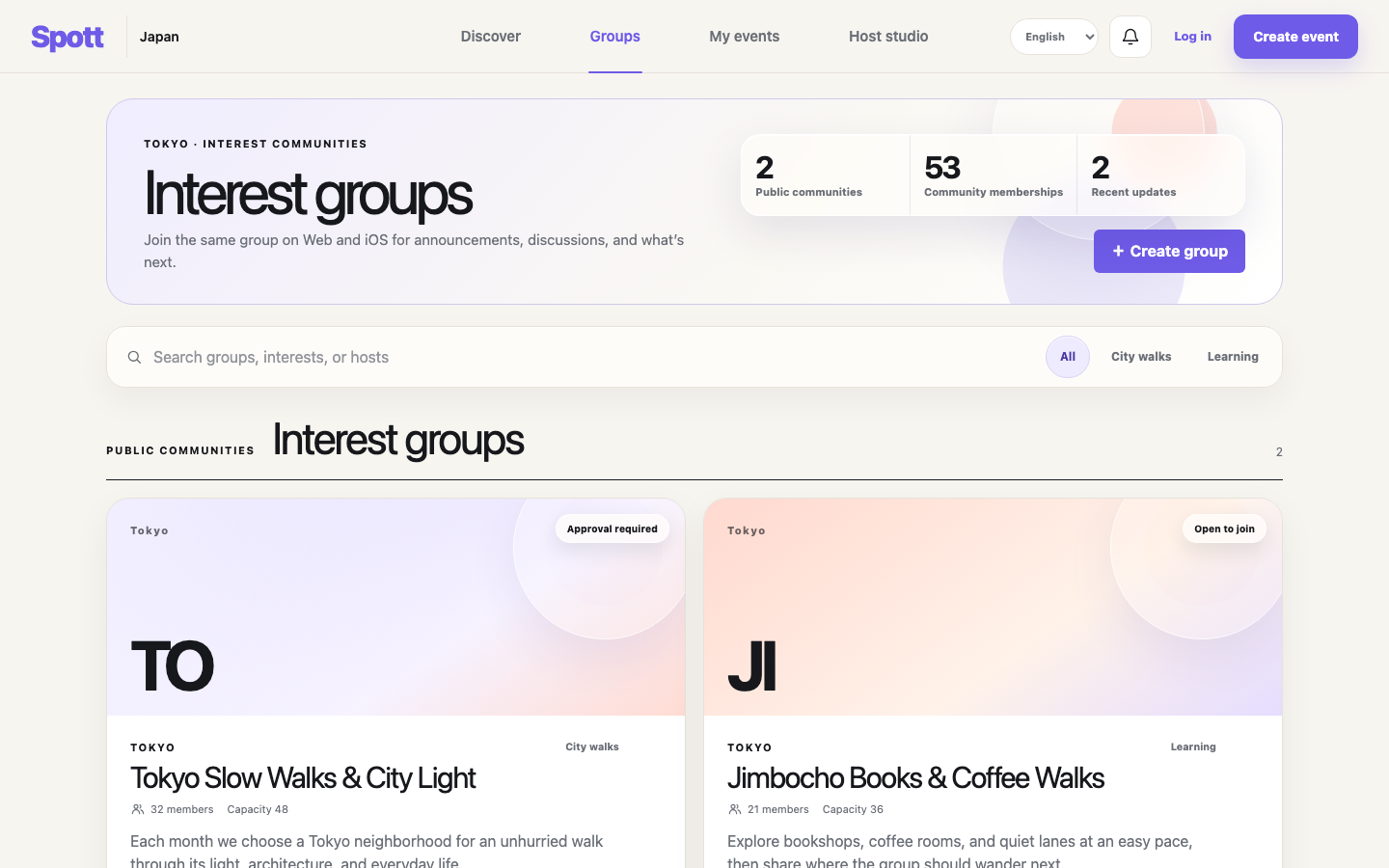 Real Spott web community interface